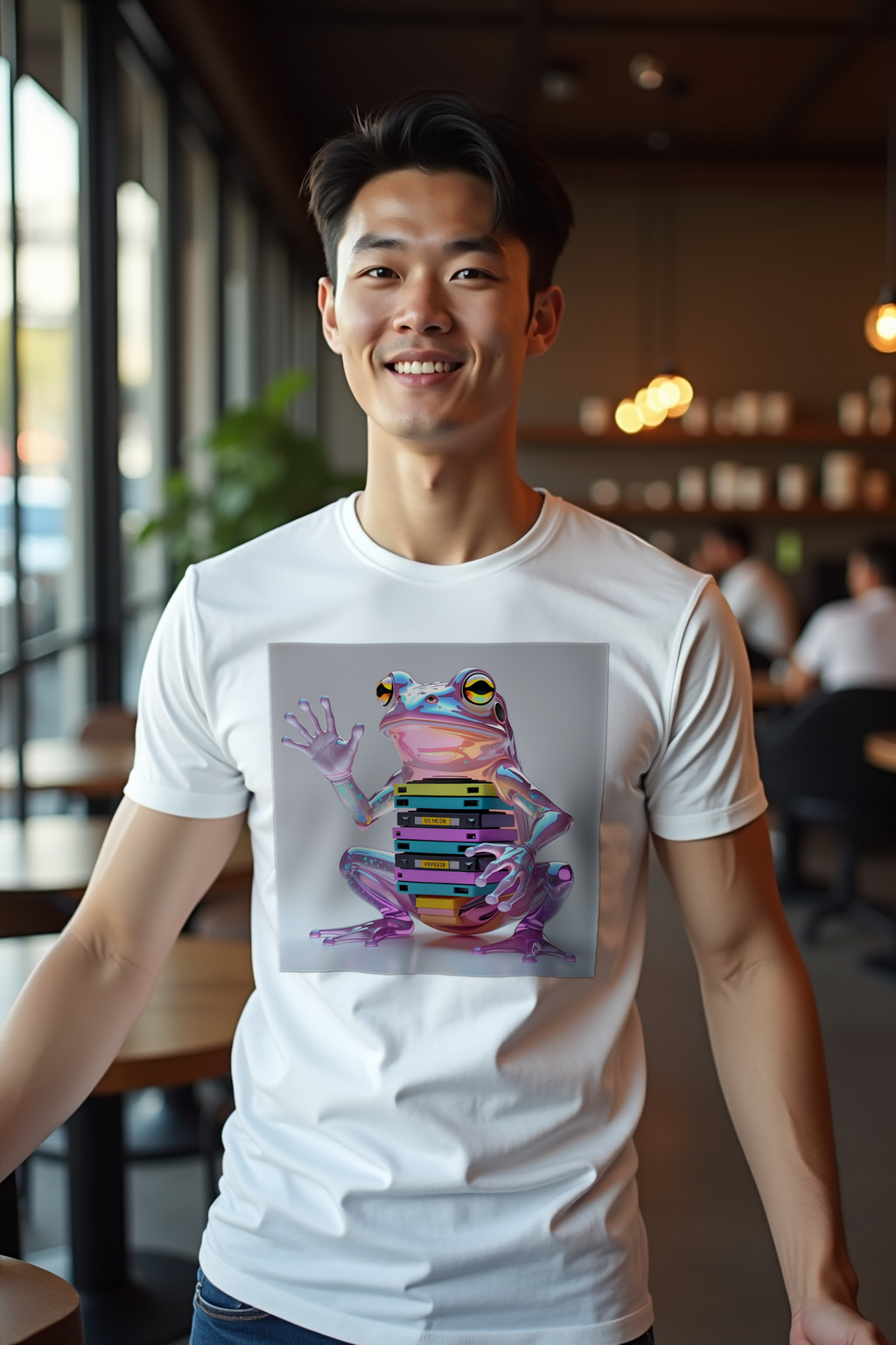 Diskette Frog tee - white front