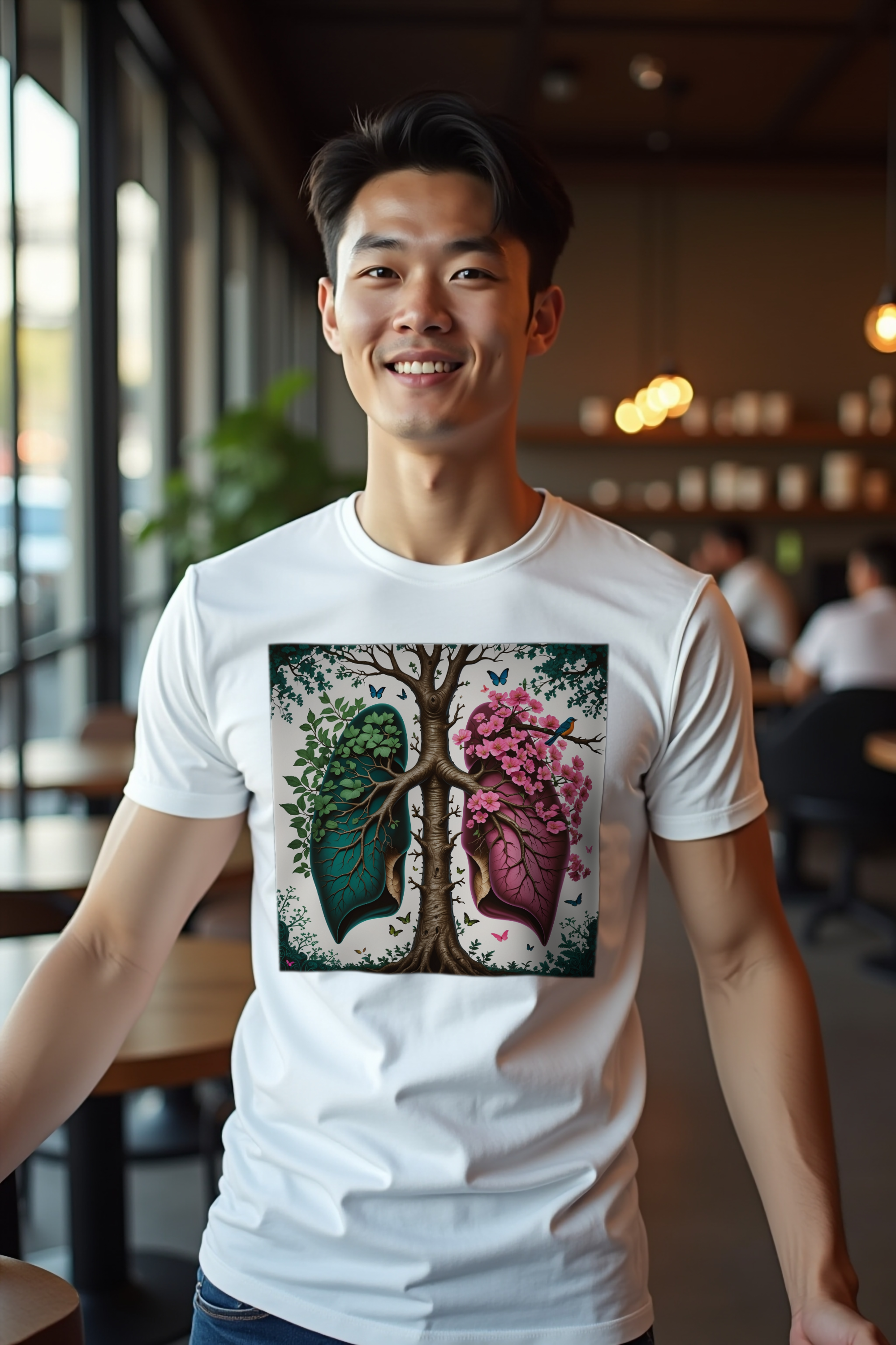 Arboreal Lungs tshirt white front-45 arms