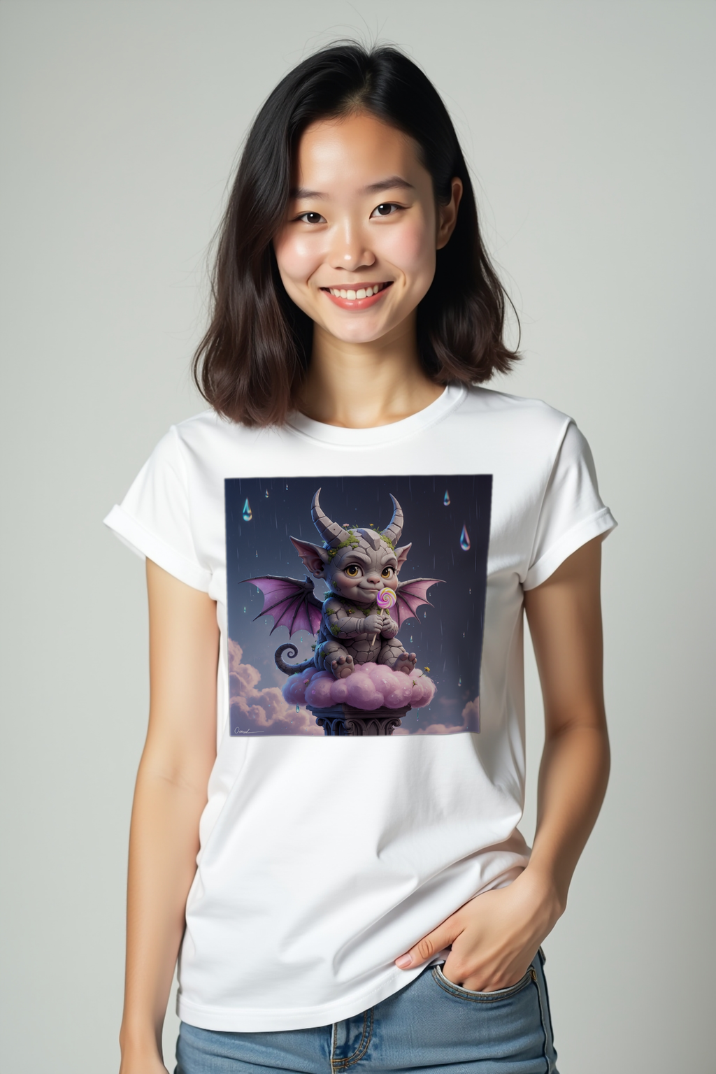 Gargoyle on Cloud T-Shirt White mockup