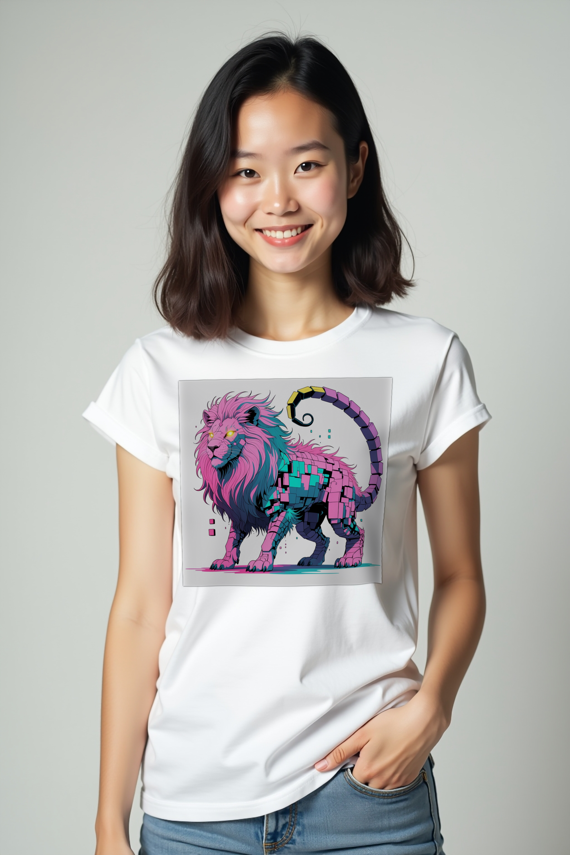 Glitch Manticore tee white pockets front