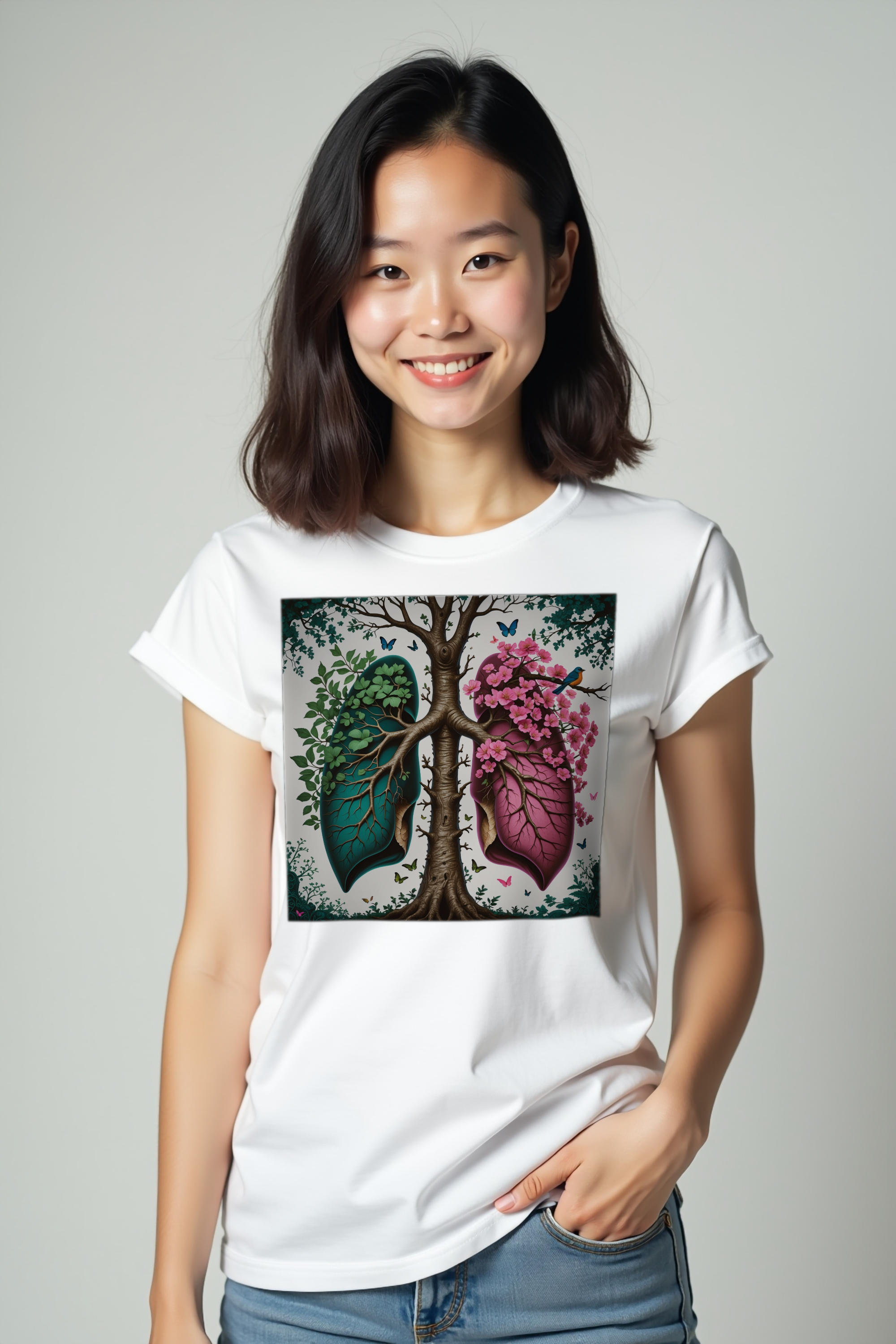 Arboreal Lungs tshirt white front-45 pockets