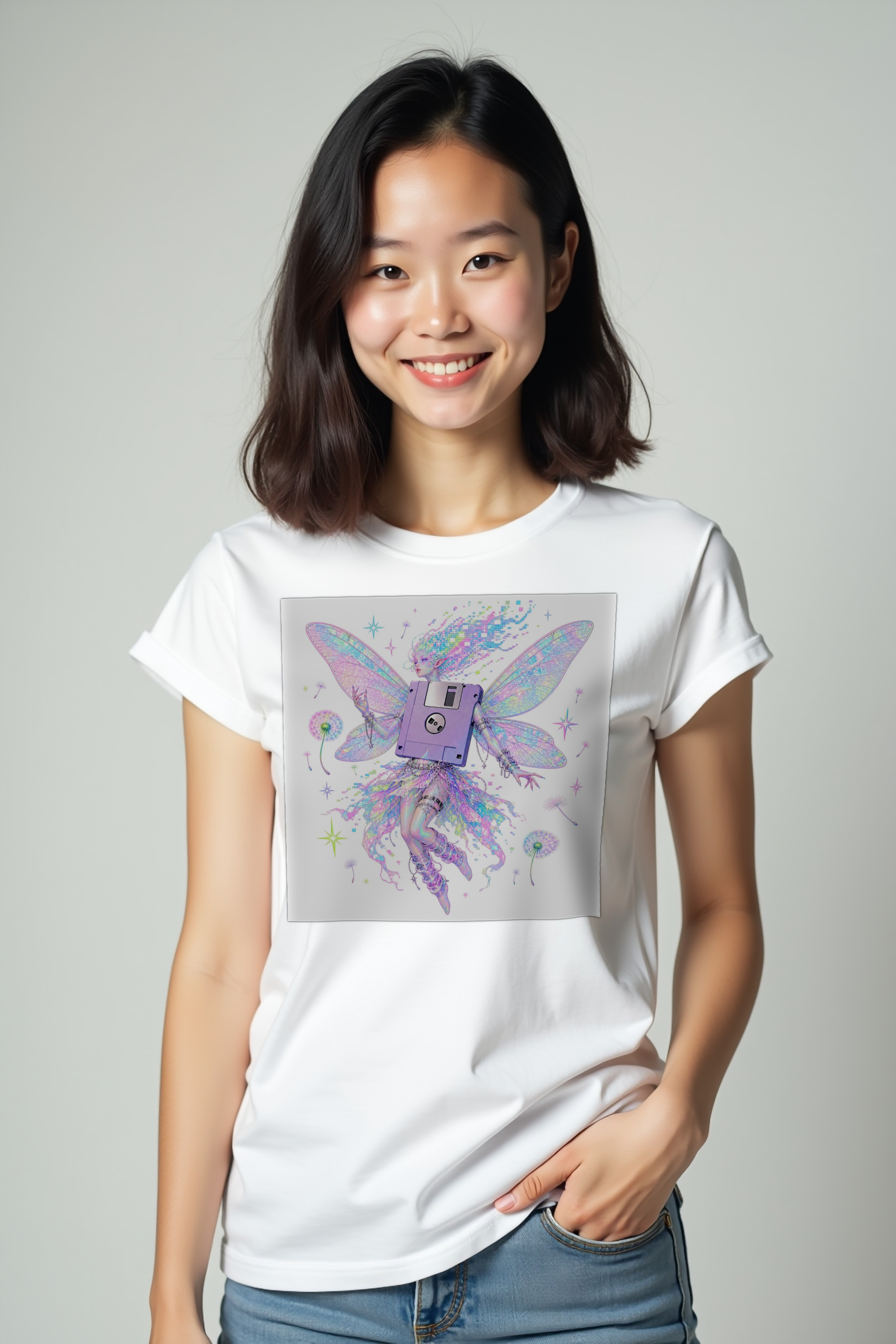 Floppy Disk Fairy tee white front