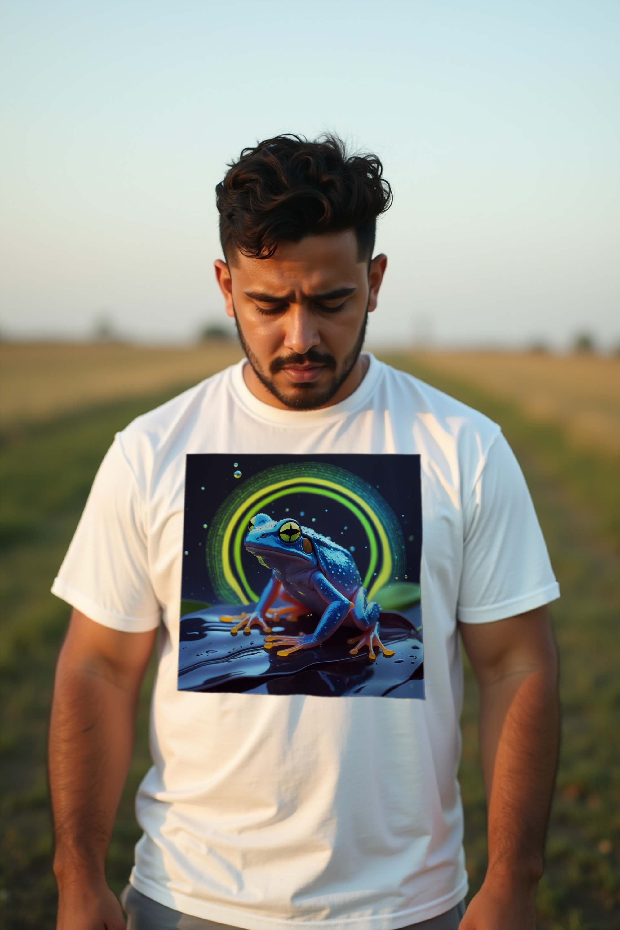 Tiny But Lethal Dart Frog tee white looking down