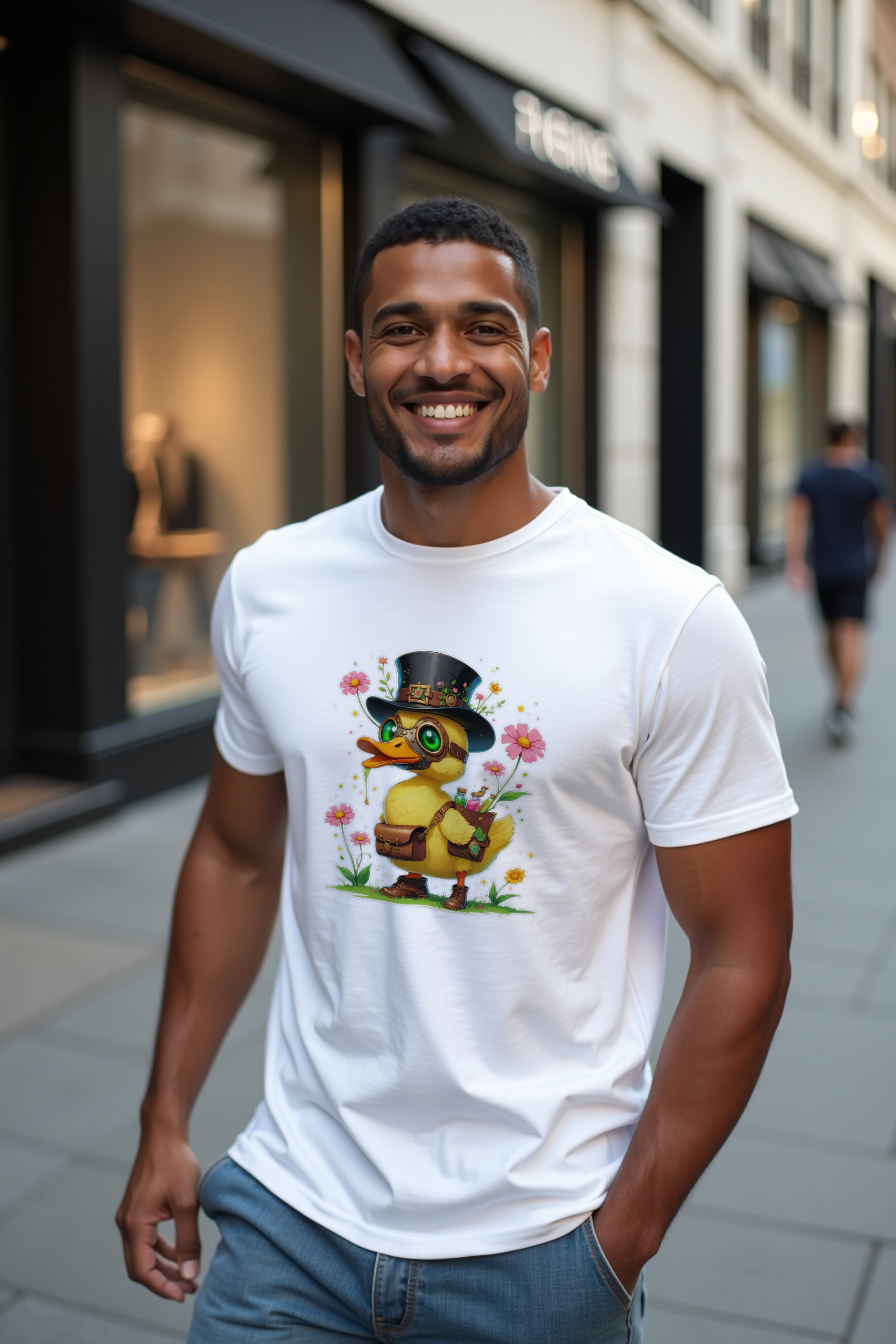 Plague Doctor Duckling T-Shirt - White - Front Right Angle