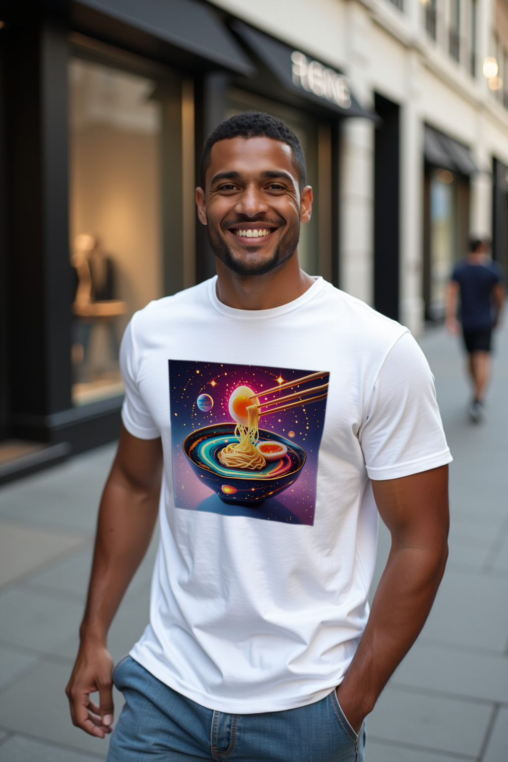 Cosmic Carbonara Tee White greeting front