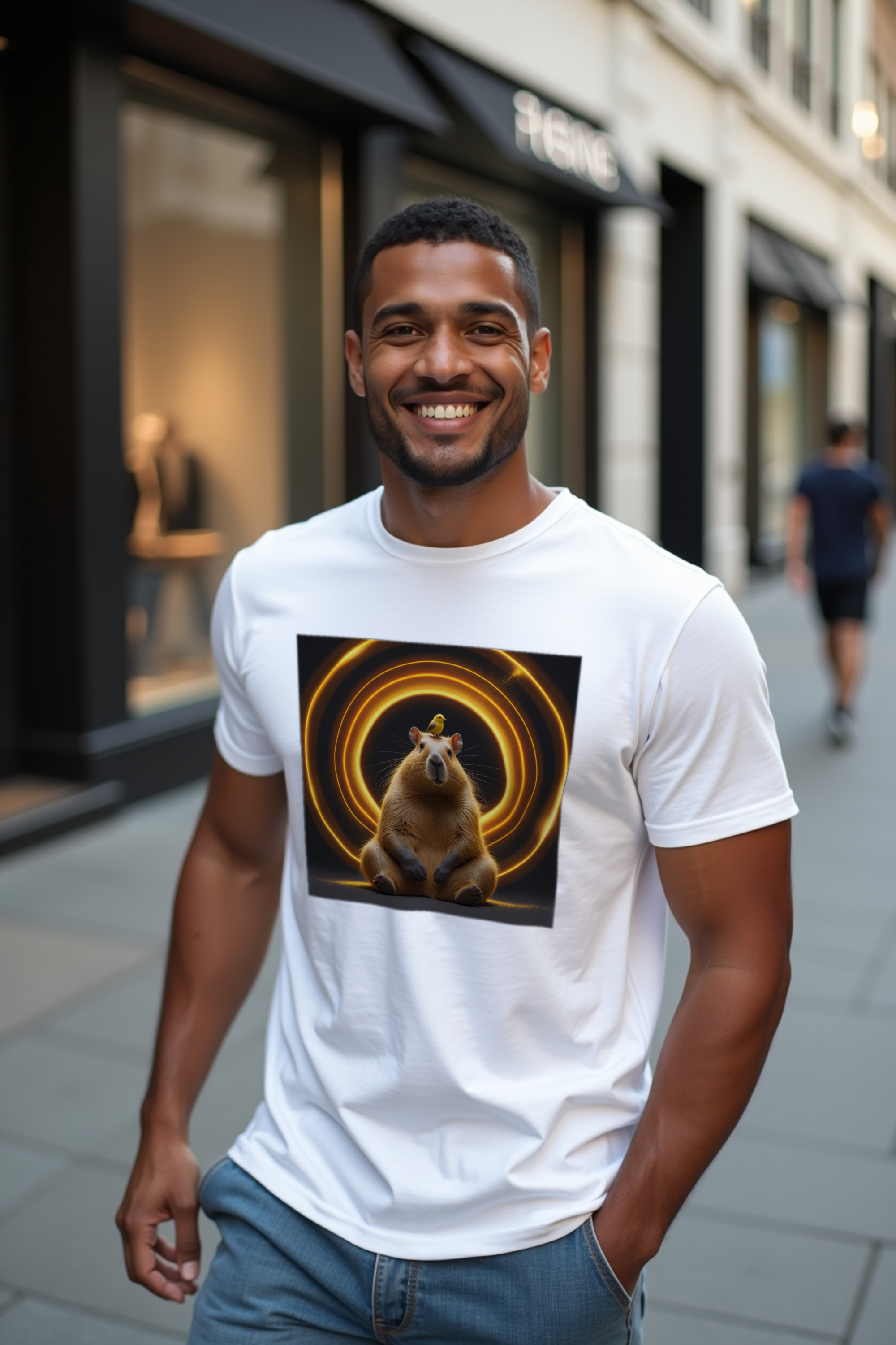 Unbothered King Capybara t-shirt white greeting front