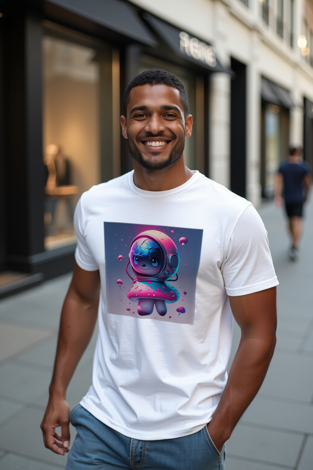 Mushroom Astronaut Explorer Unisex T-Shirt mockup 4