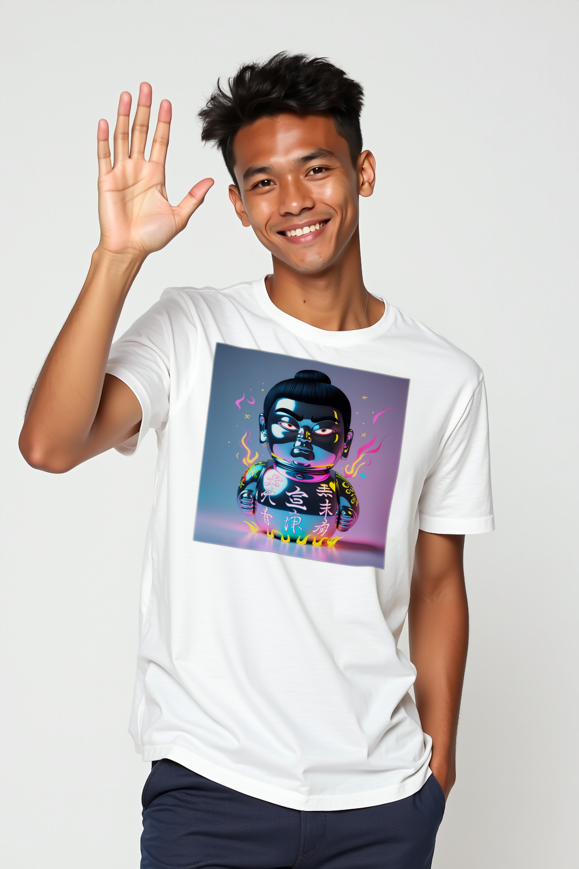Chrome Daruma t-shirt white front-left
