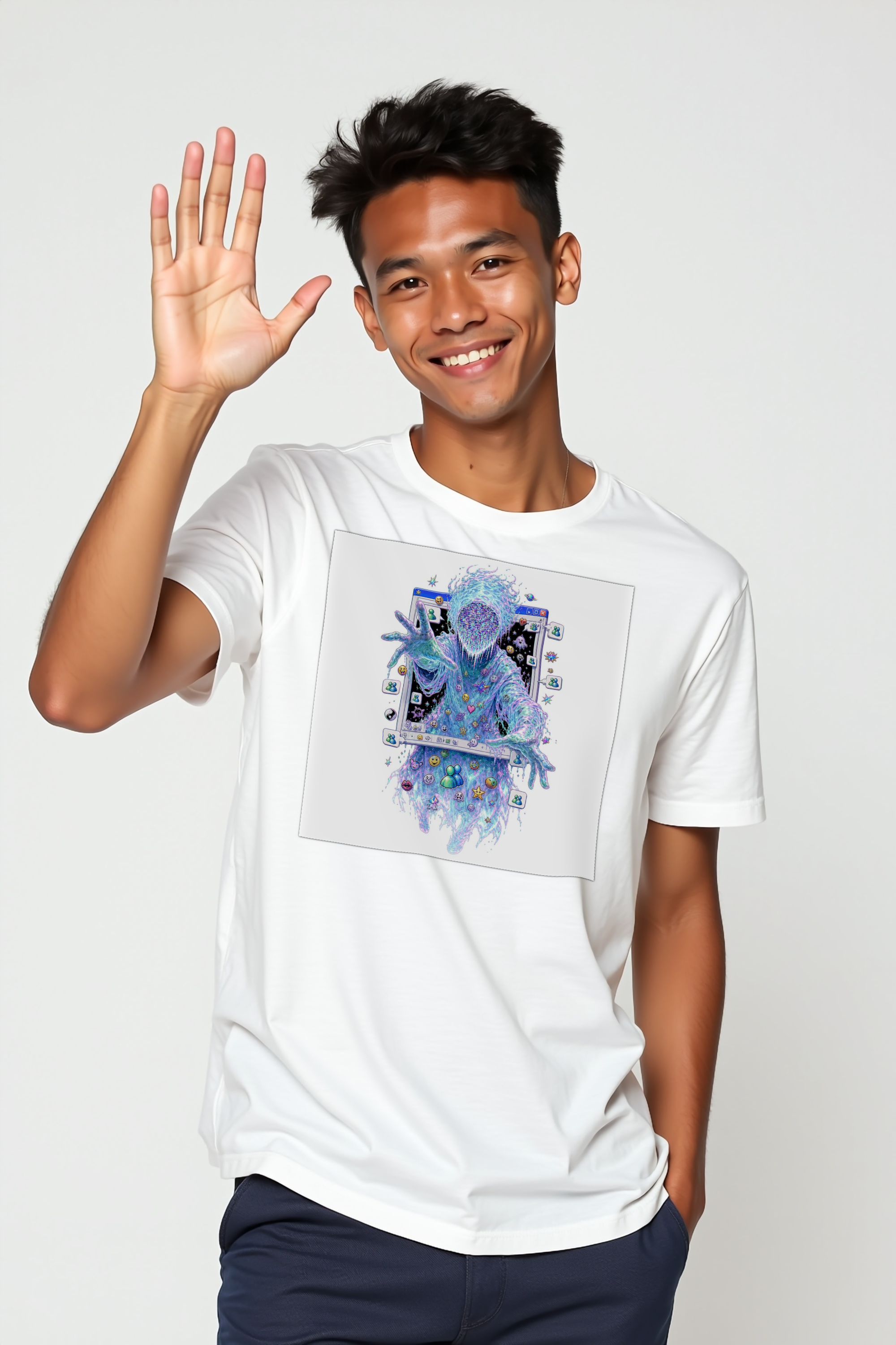 Webcam Ghost t-shirt white front 45