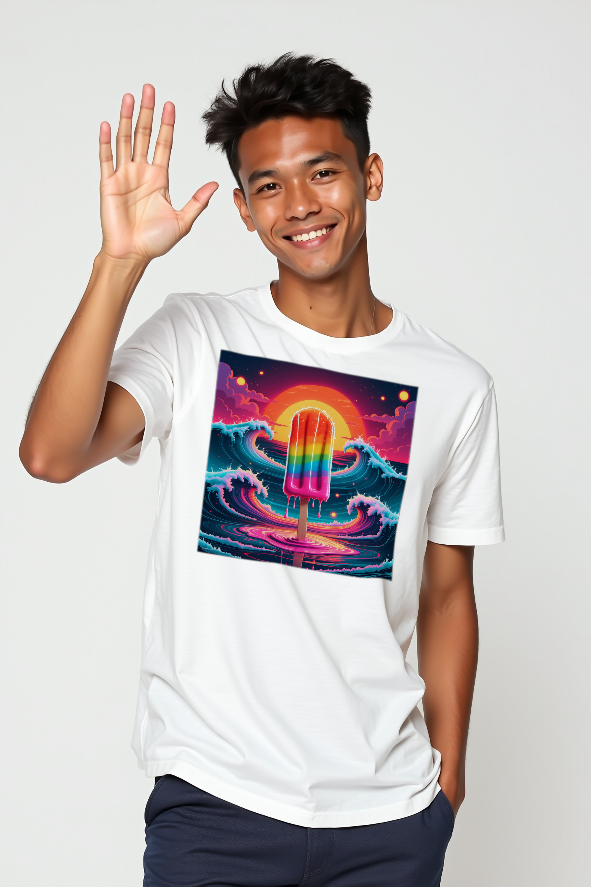 Rainbow Bomb Popsicle t-shirt white greeting