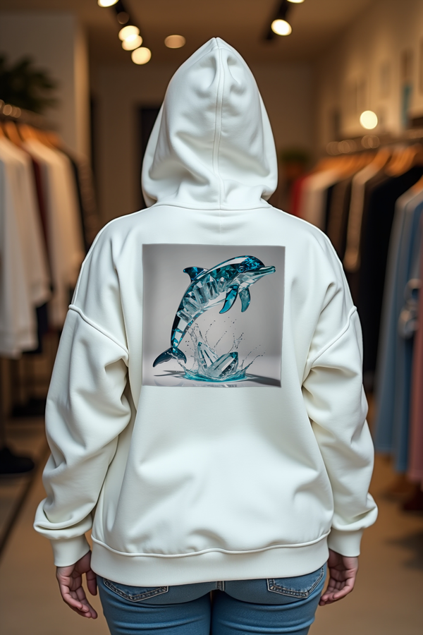 Aquamarine Dolphin hoodie mannequin