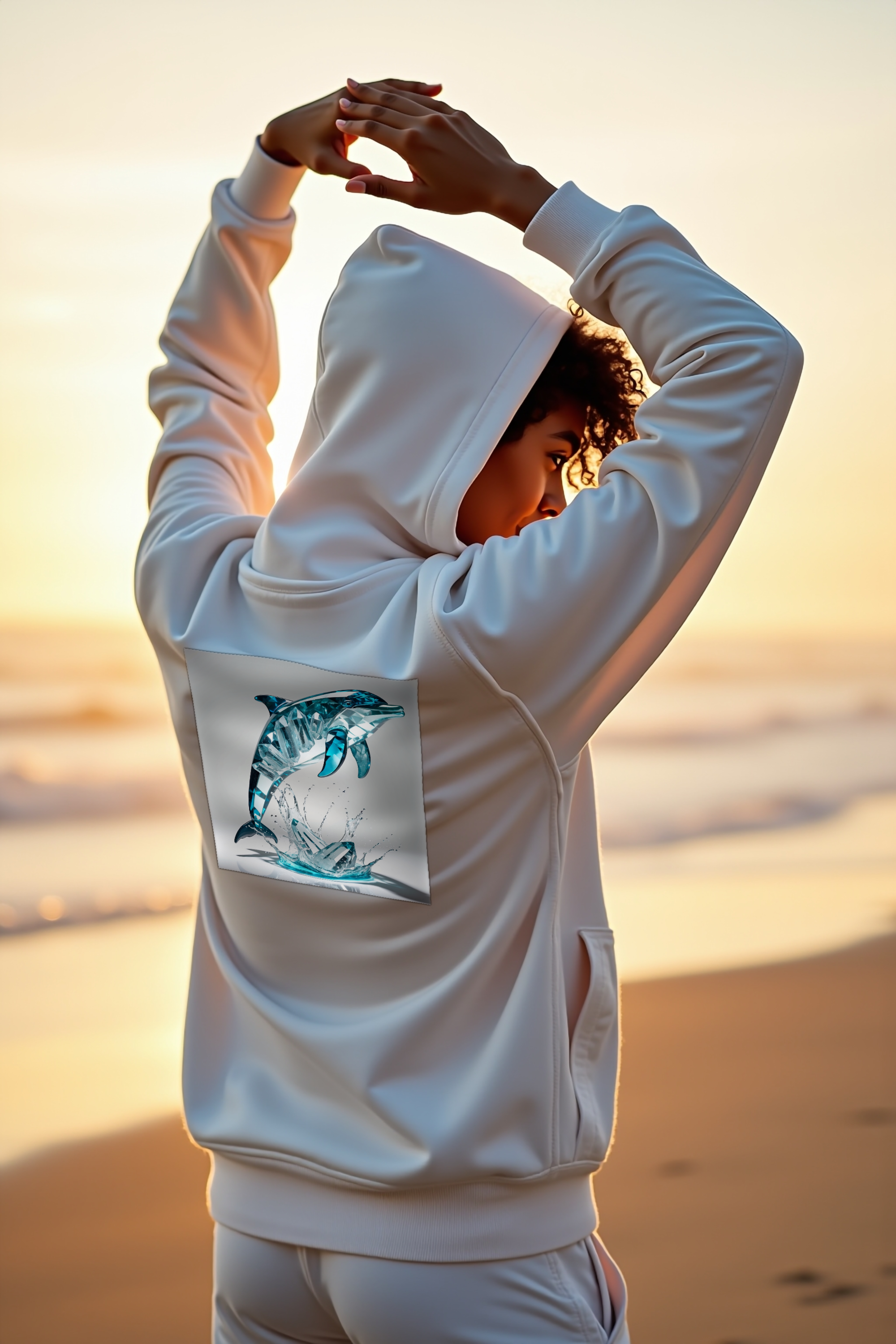Aquamarine Dolphin hoodie mannequin