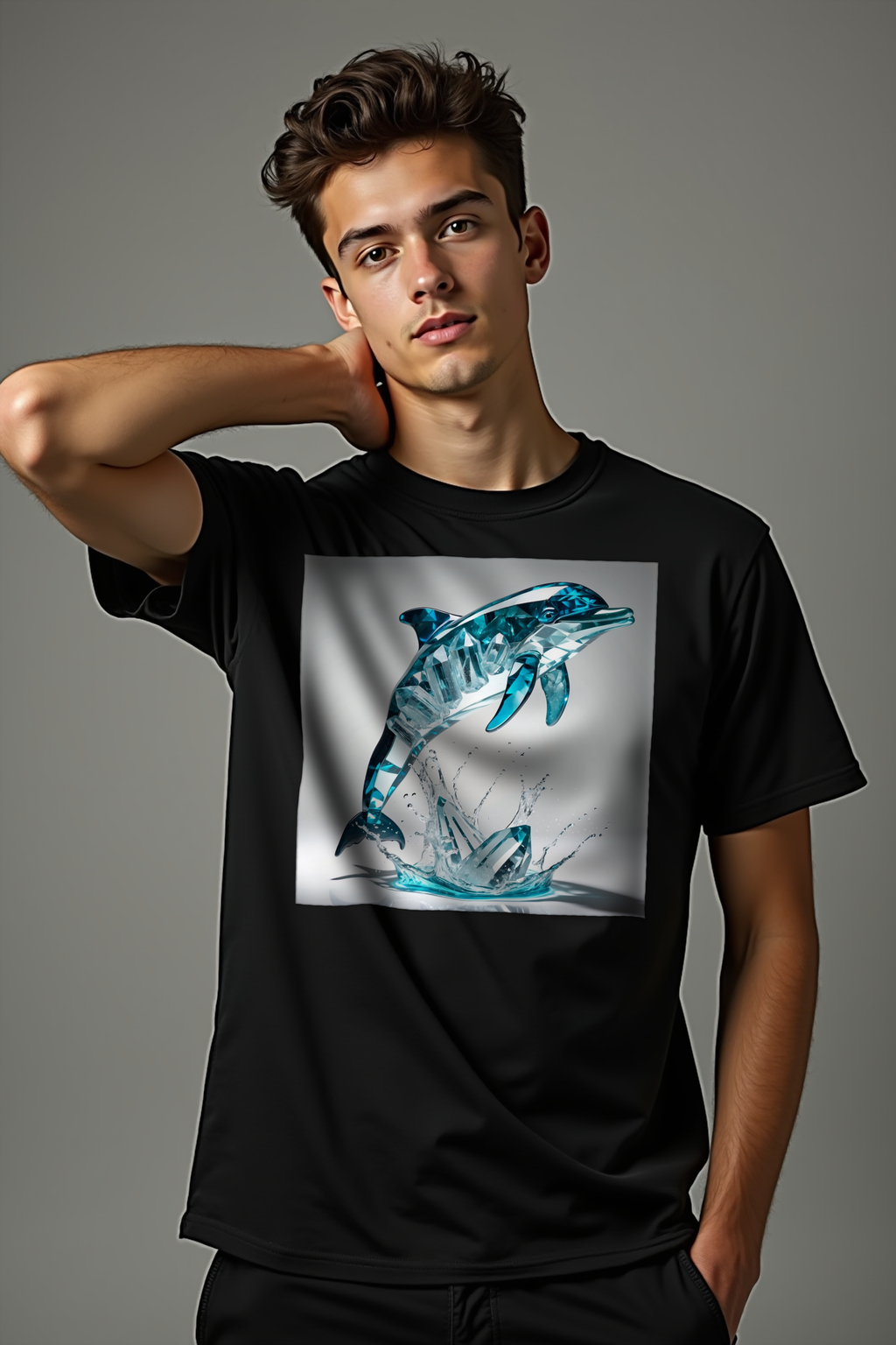 Aquamarine Dolphin t-shirt mannequin