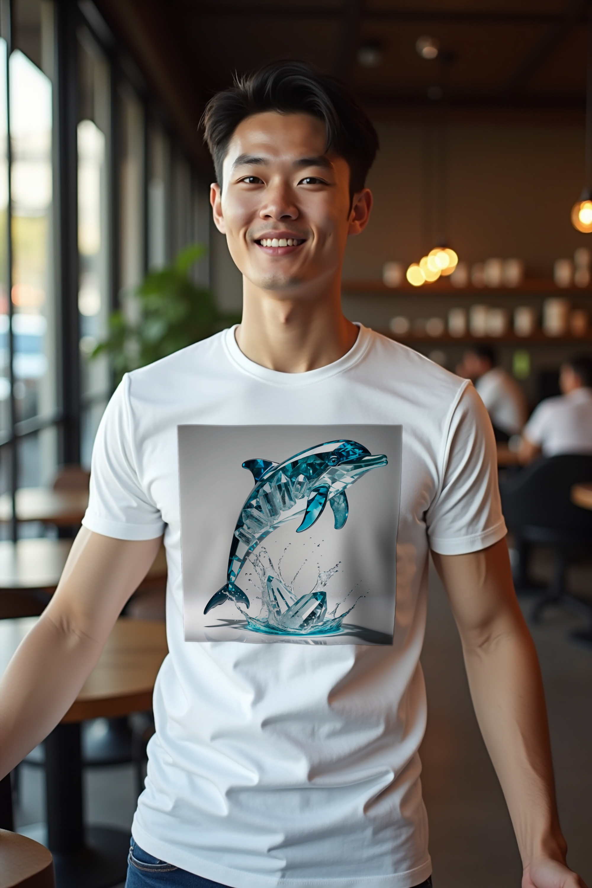 Aquamarine Dolphin t-shirt mannequin