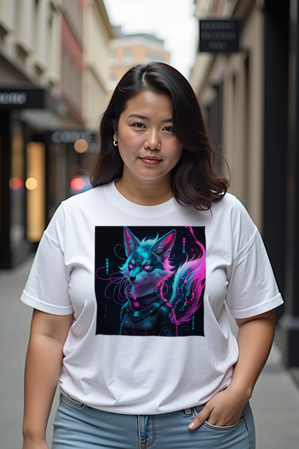 Neon Kitsune T-Shirt — white mannequin (featured)