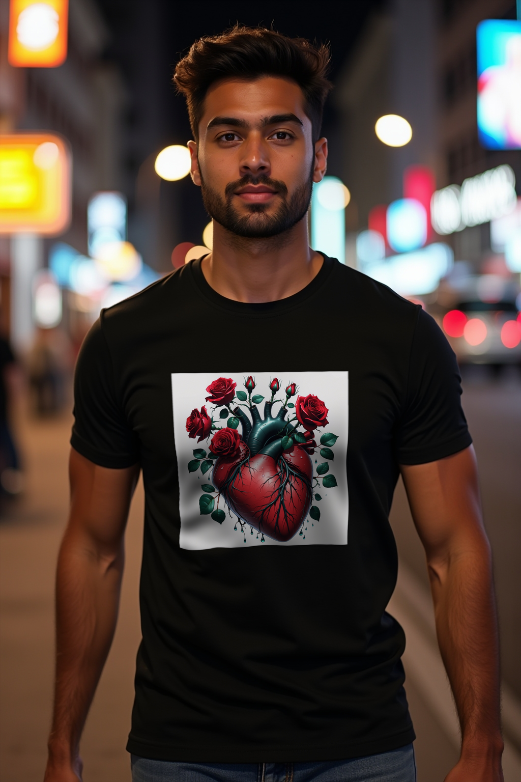 Thorned Heart tee - black front walking