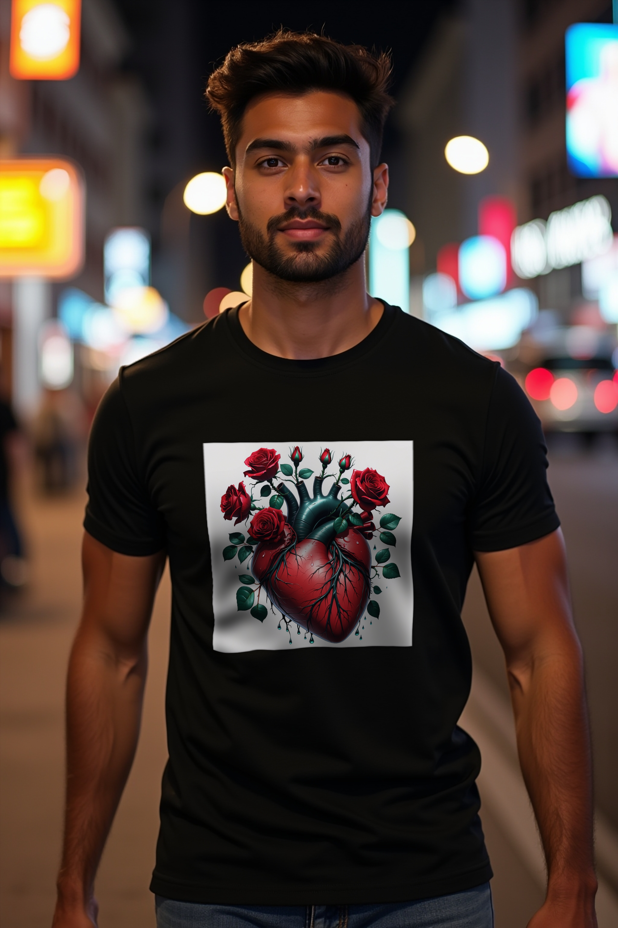 Thorned Heart tee - black front walking