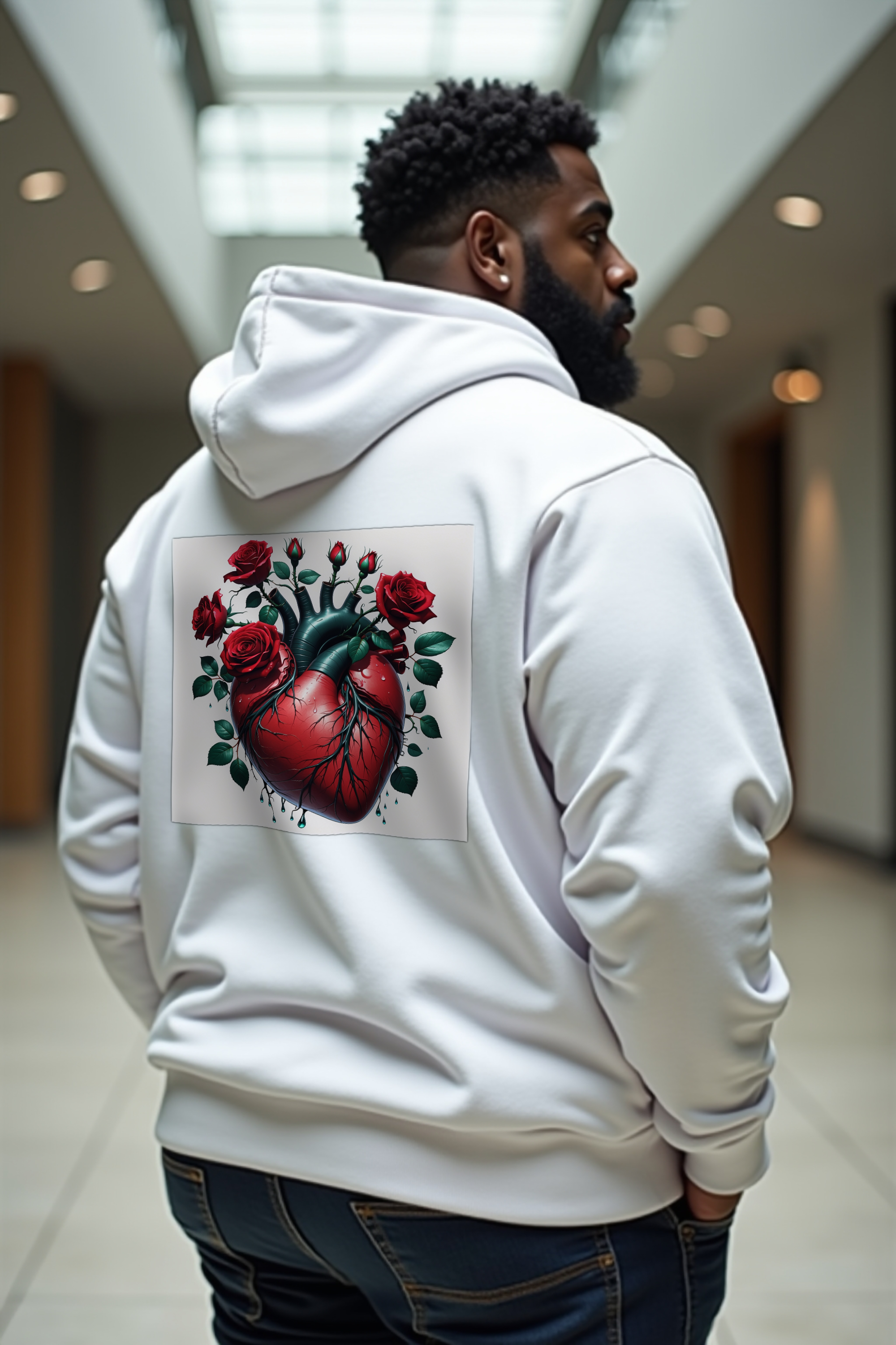 Thorned Heart hoodie - white back shrug